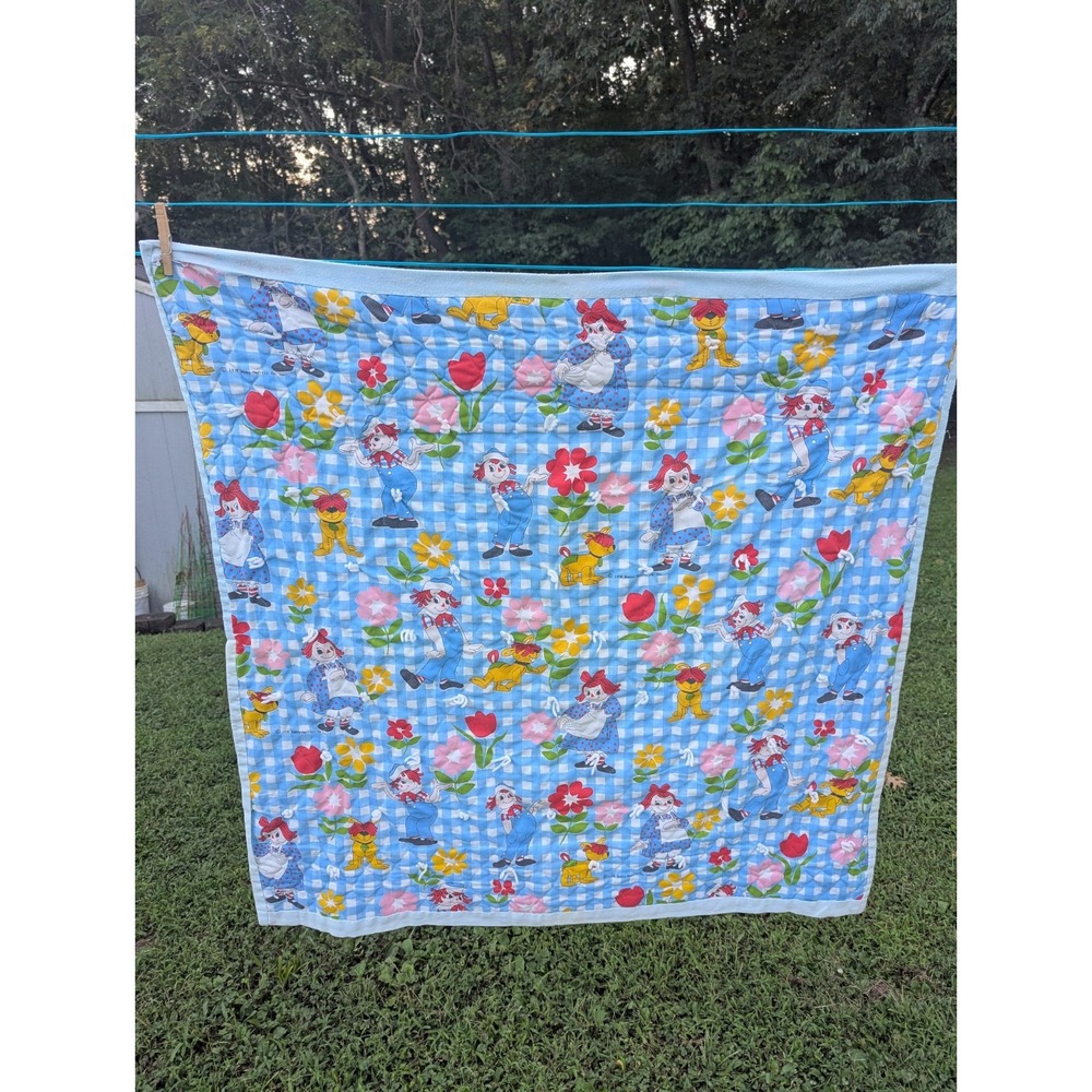 Vintage Raggedy Ann and Andy  Baby Blanket Quilt
